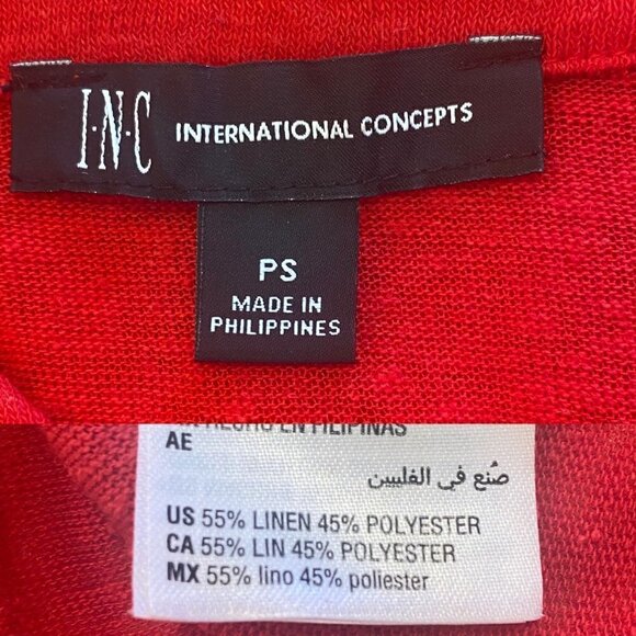 INC International Concept Linen Blend Lace Tie-Up Tank Top, Red,  Womens P/S - Picture 8 of 9